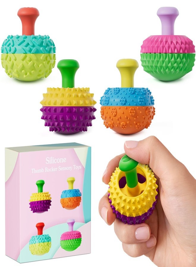 Spkwis Silicone Thumb Rocker Fidget Toys for Kids Adults ,4PCS Stress Relief Sensory Toys for Autism ADHD Anxiety,Fun Textures Gadgets,Office Desk Toy,Stocking Stuffers for Women Men Teen Gifts - Image 1